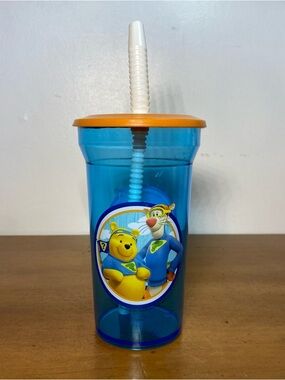 Zak! Winnie The Pooh Tigger Straw Cup Sippy Tumbler Bottle Blue Orange